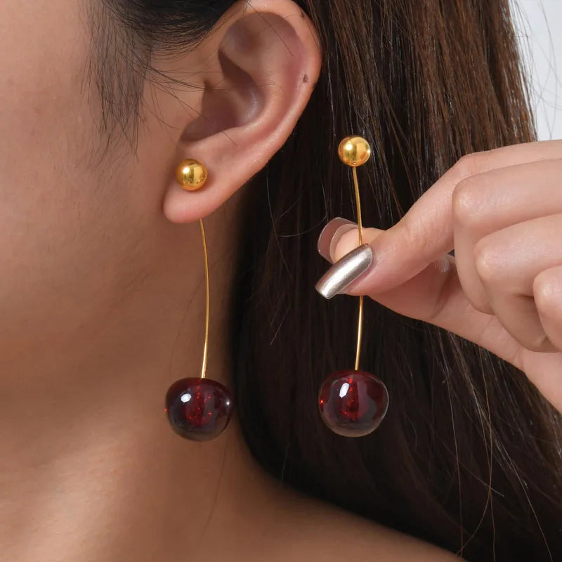 Cherry drop ~ earrings